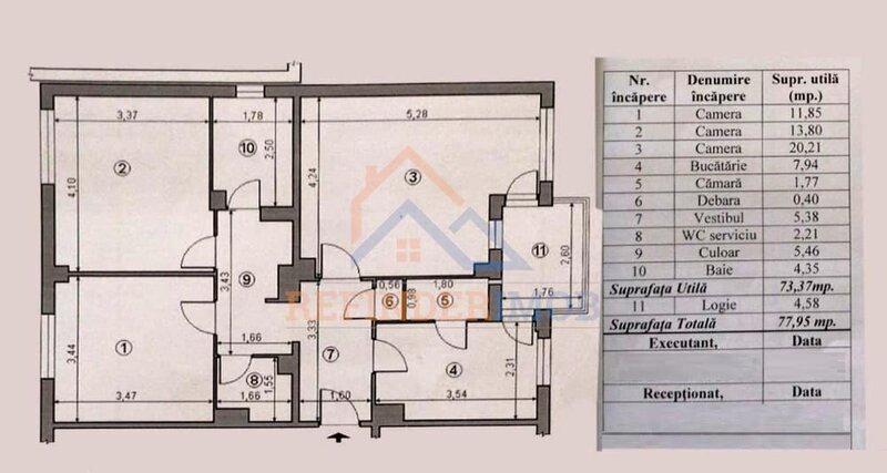 13 Septembrie, Razoare, vanzare apartament 3 camere.